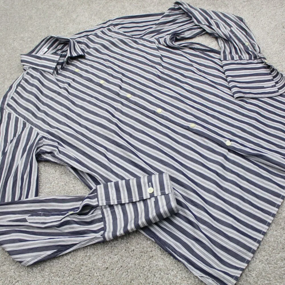 Banana Republic Shirt Mens Large Blue/Gray Slim Fit Albini Italian Fabric Cotton